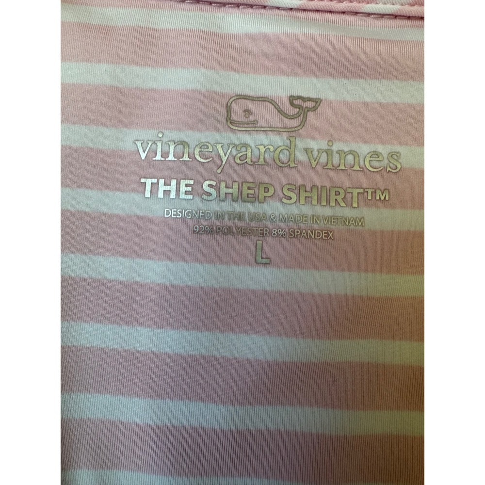 Vineyard Vines Womens Shep Shirt Pink White Striped Quarter Zip Pullover Large - Picture 6 of 12